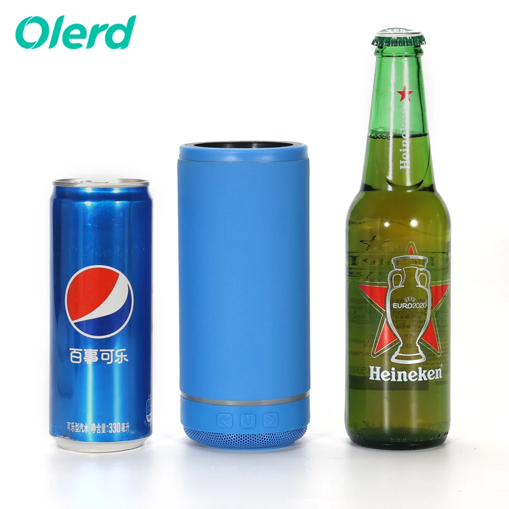 290ml Bluetooth-enabled smart can cooler made of stainless steel with vacuum insulation and anti-tip design, featuring multiple smart functions.