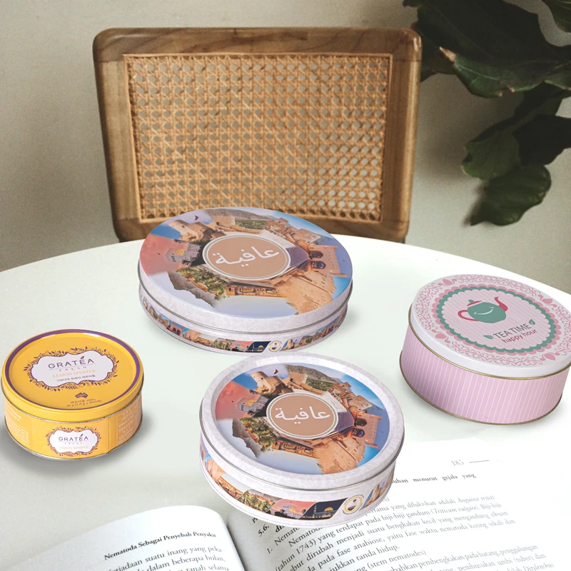 Custom Printed Design Biscuit Tin Can Cookie Tin Canister Box