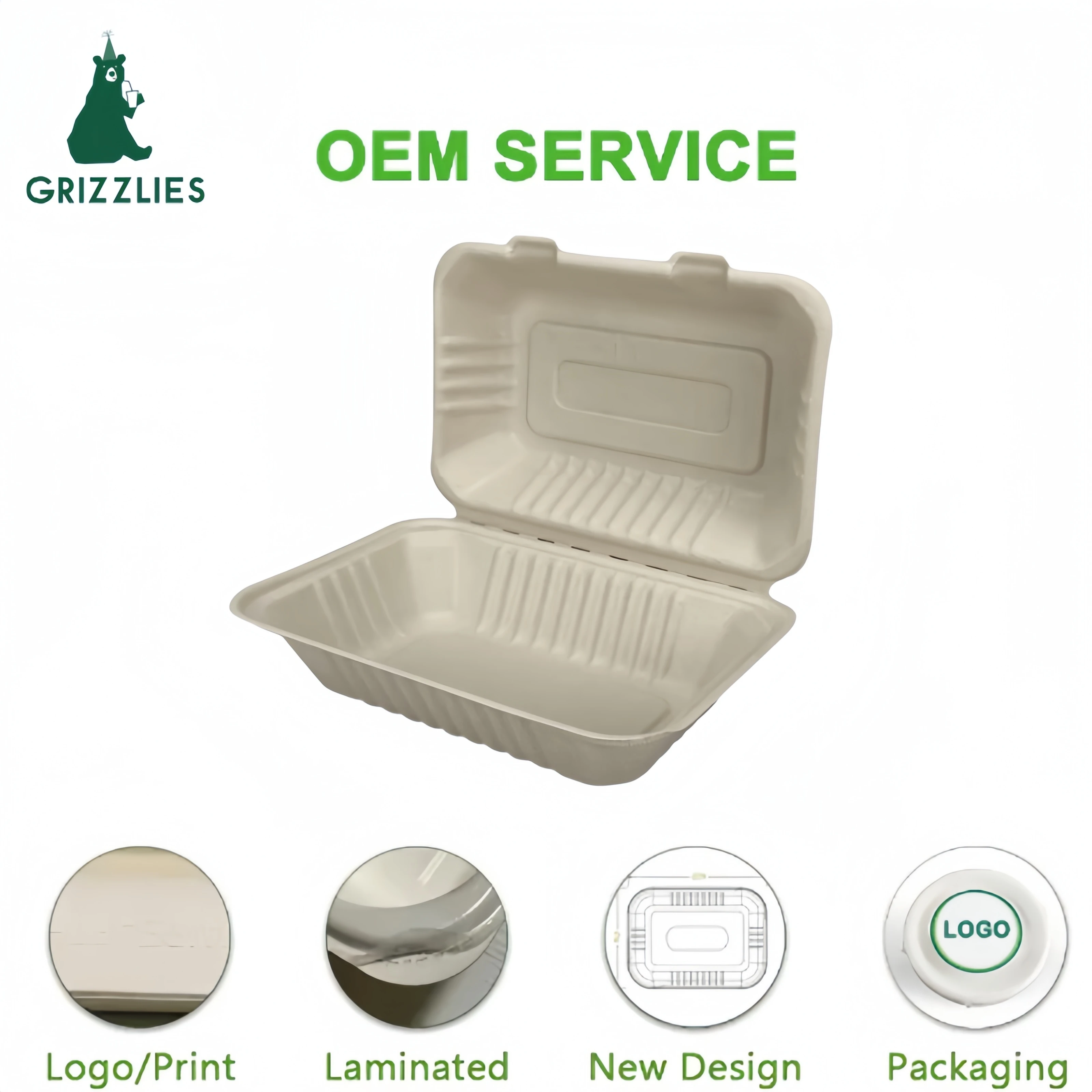 Envases Biodegradables Loncheras Tipo Concha Recipientes Para Alimentos Hechos De Pulpa De Bagazo Contenedor Desechable