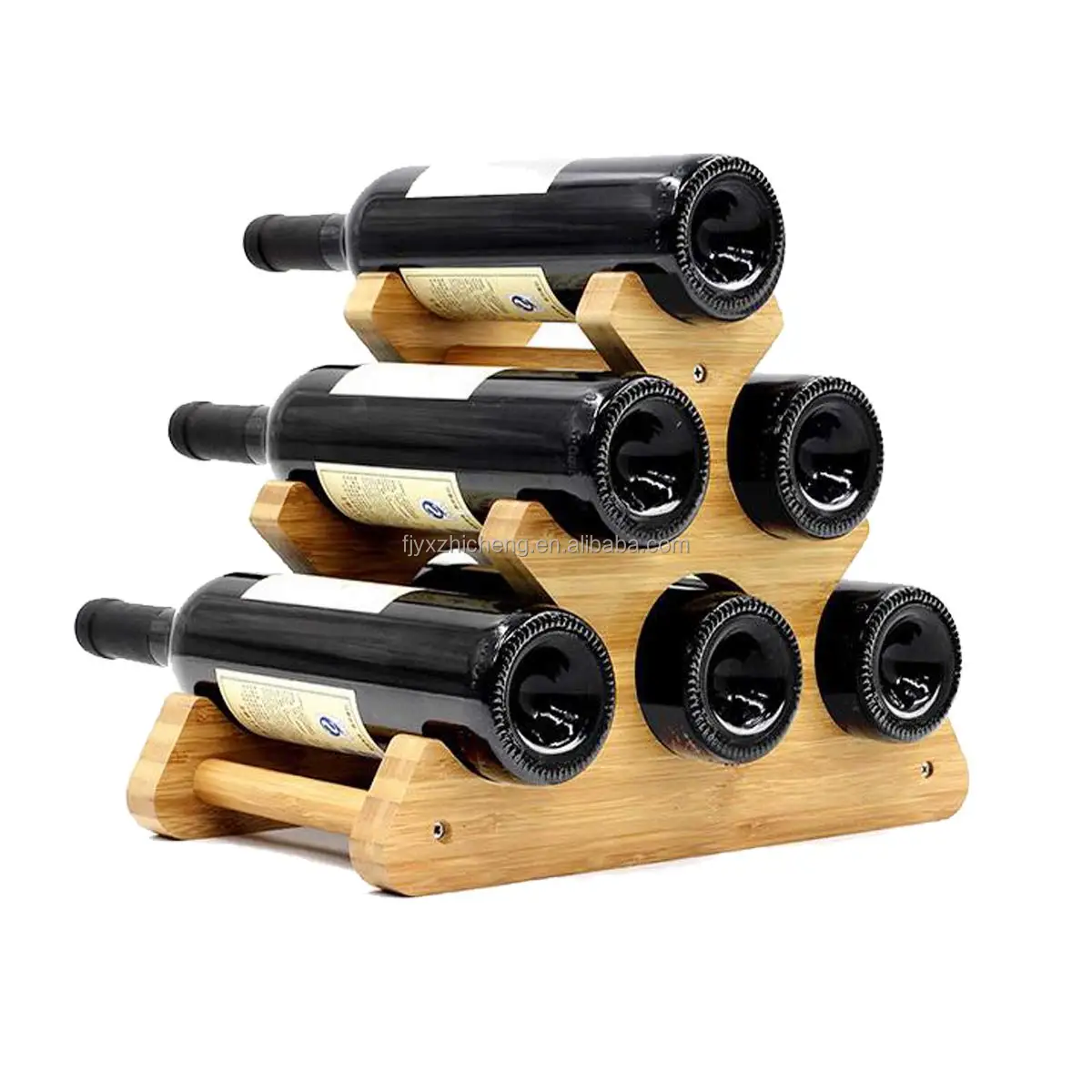 Wholesale Bamboo Countertop Wine Rack 6 Bottle Holder Freestanding