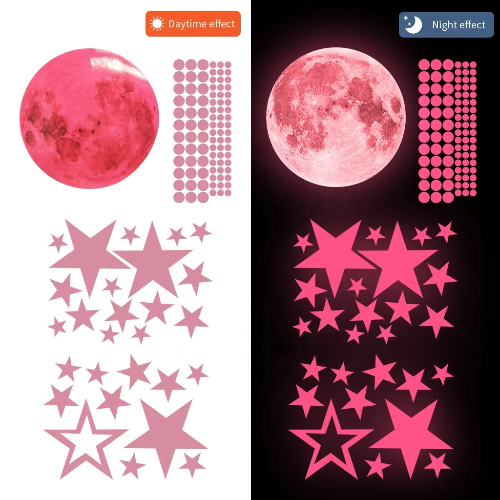 435pcs/set Luminous 3D Star Moon Dot Wall Stickers Kids Room