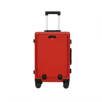 Wholesale  front opening  Aluminum frame luggage Multifunctional luggage  with USB port Brake wheel luggage  Customized logo