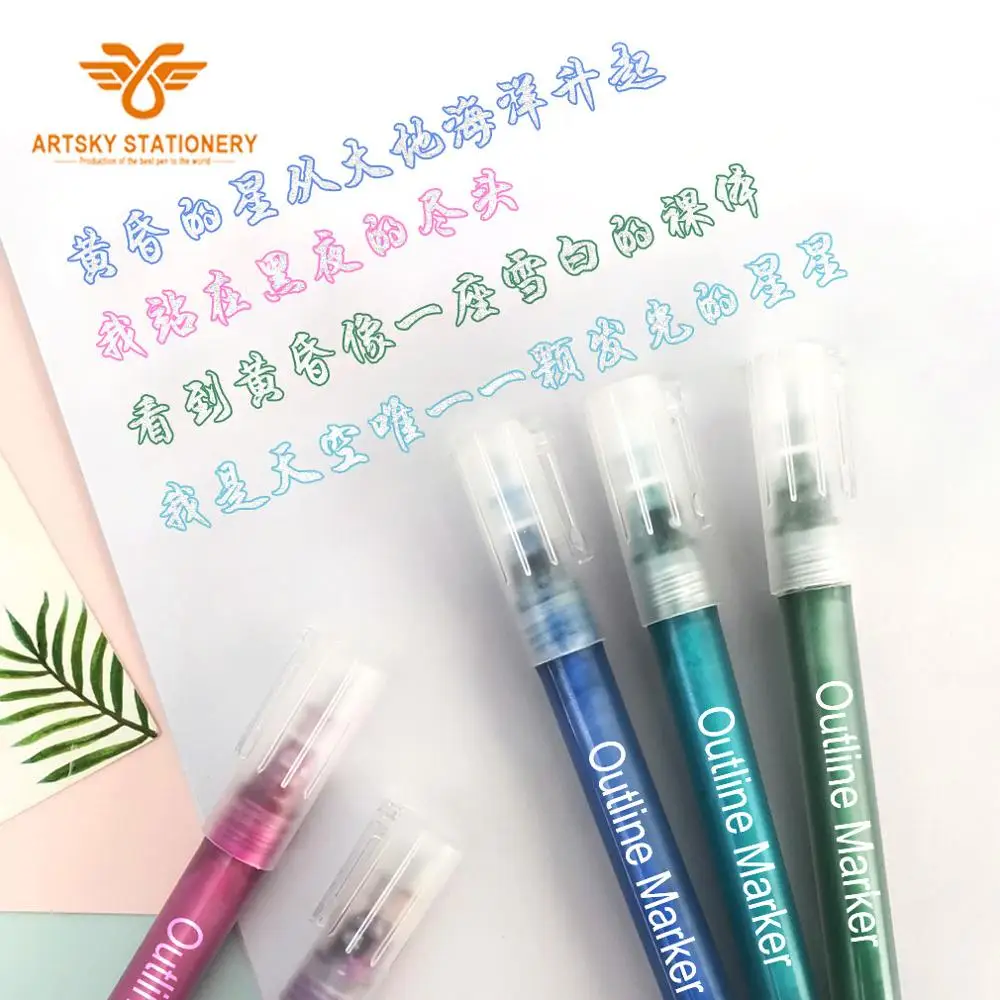 Multifunctional Glare Color Edge Outline Acrylic Marker Pen Art Drawing Color Outline marker