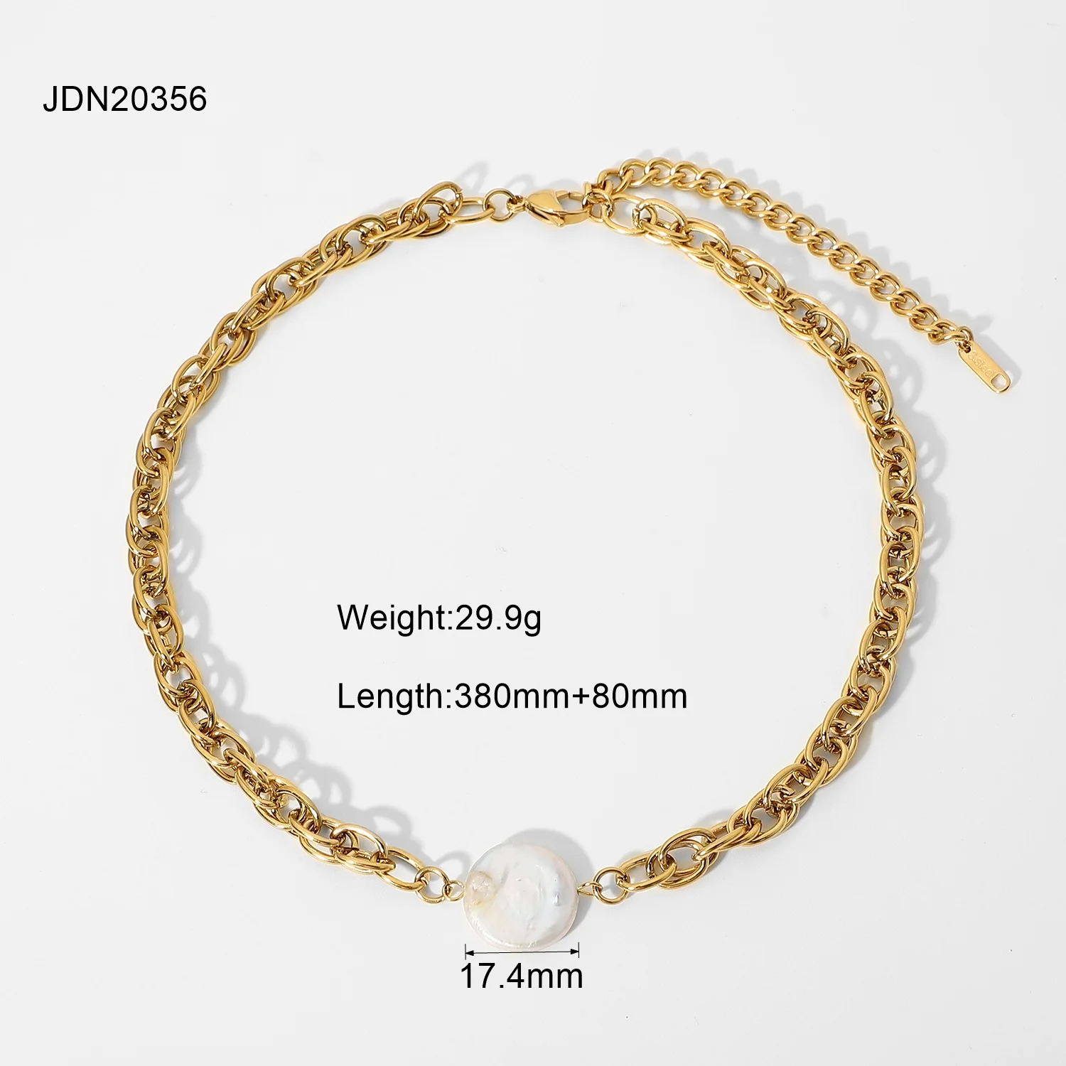 New 18k Gold Plated Stainless Steel Pearl Choker Fashion Rope Chain ...
