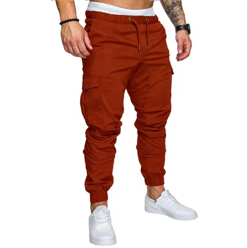 JL032I Hot Selling Multi Pockets Cargo Pant Plain Ensemble Jogging Solid Color Men Track Pants Mens Joggers