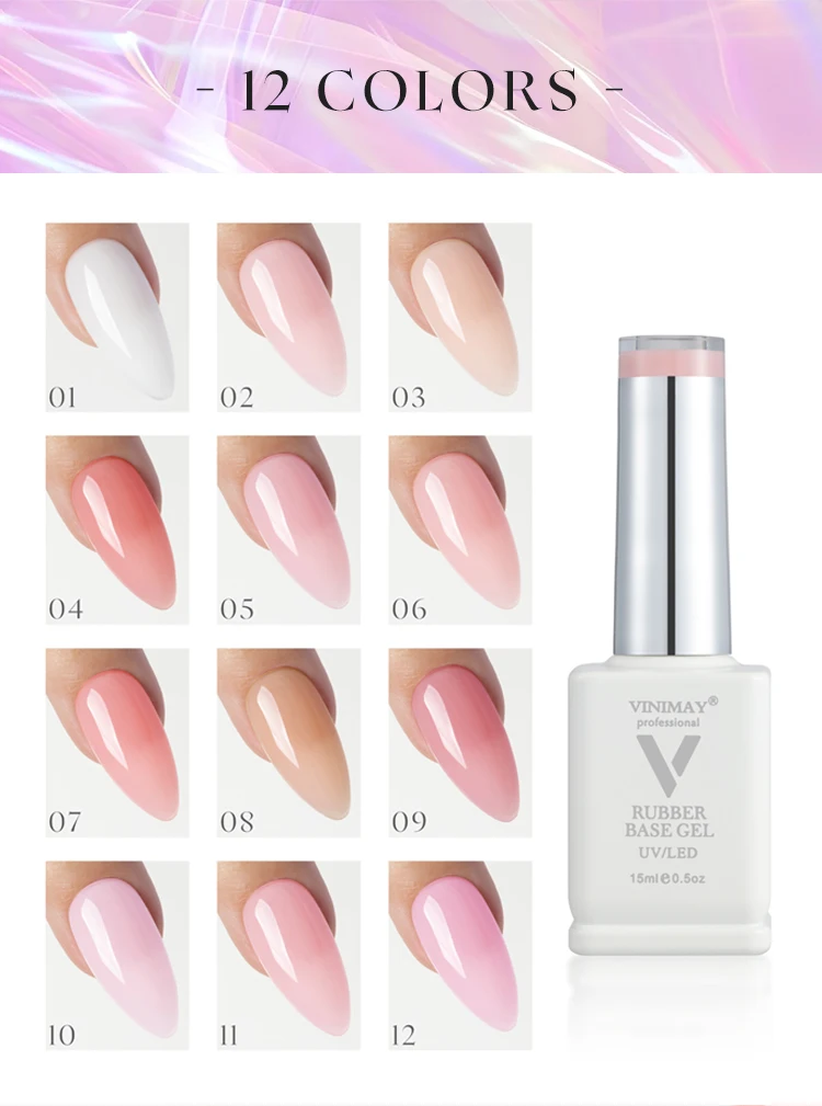 product vinimay nails supplies natural pink nude gel polish set 12 colors 2 in 1 rubber base gel nail polish pink light gel color set-3