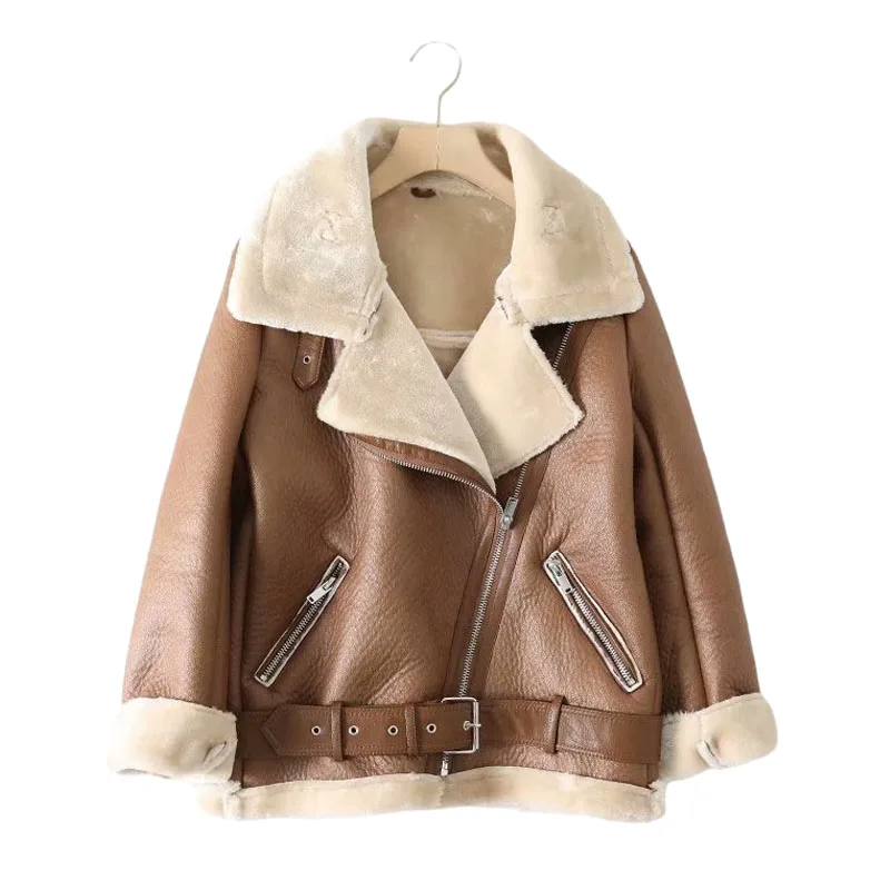 Women's Lamb Shearing Fur Coat Thick Solid One Button Lapel Fluffy Fur Windbreaker Outwear Coat and Jackets Winter Warm 
