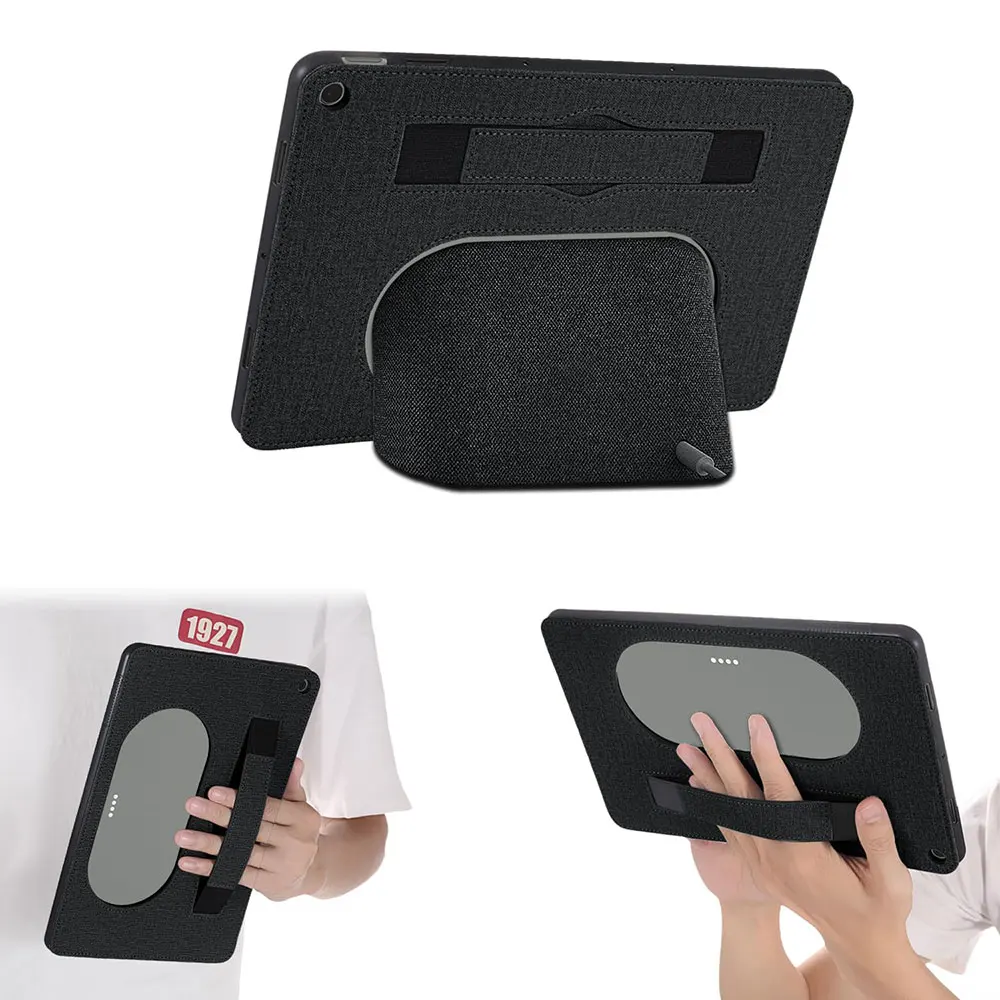 product black tablet case for google pixel tablet 2 2024 anti fall protection rugged case with elastic grip hand strap-28