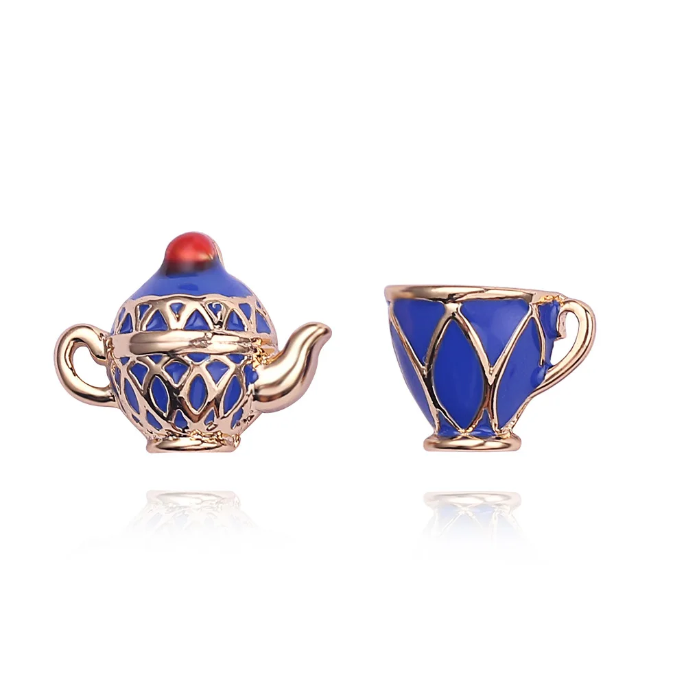 Fashion Jewellery Enamel Enamel Tea Cup Earrings Sweater Necklace Handmade Stereoscopic Tea Cup Enamel Necklace