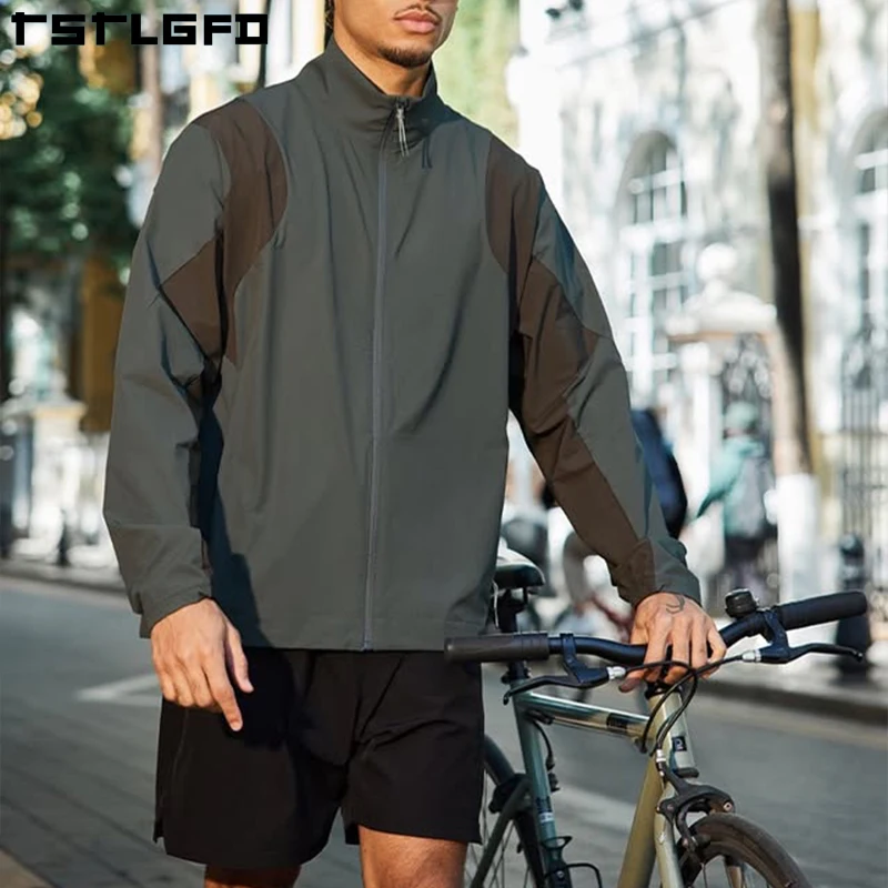 Wholesale Contrast Color Sports Jacket for Men Lightweight Nylon