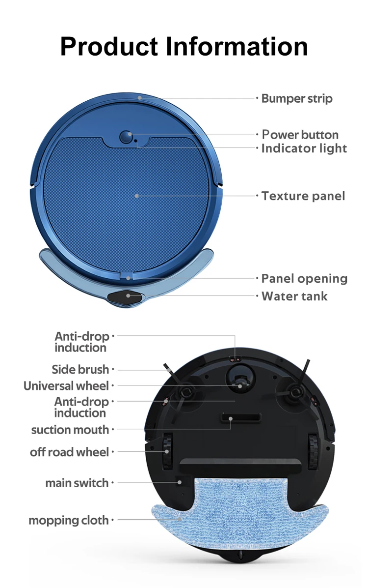 Smart 3in1 Automatic Cleaning Robot 2000pa Intelligence Sweeping Cleaning Robot Vacuum Cleaner