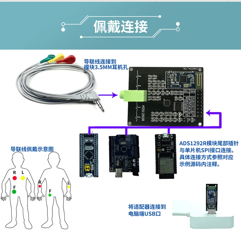 Ads1292 Ecg Sensor Respiratory Collection Ecg Heart Rate Detection ...