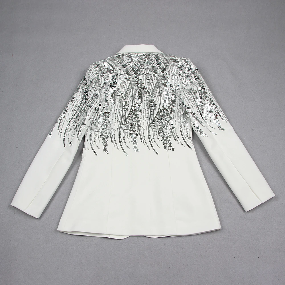 New Arrival Elegant Lady Office Sets Shining Sequin Blazer And Pants