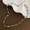 04-j5 Gold green beaded necklace