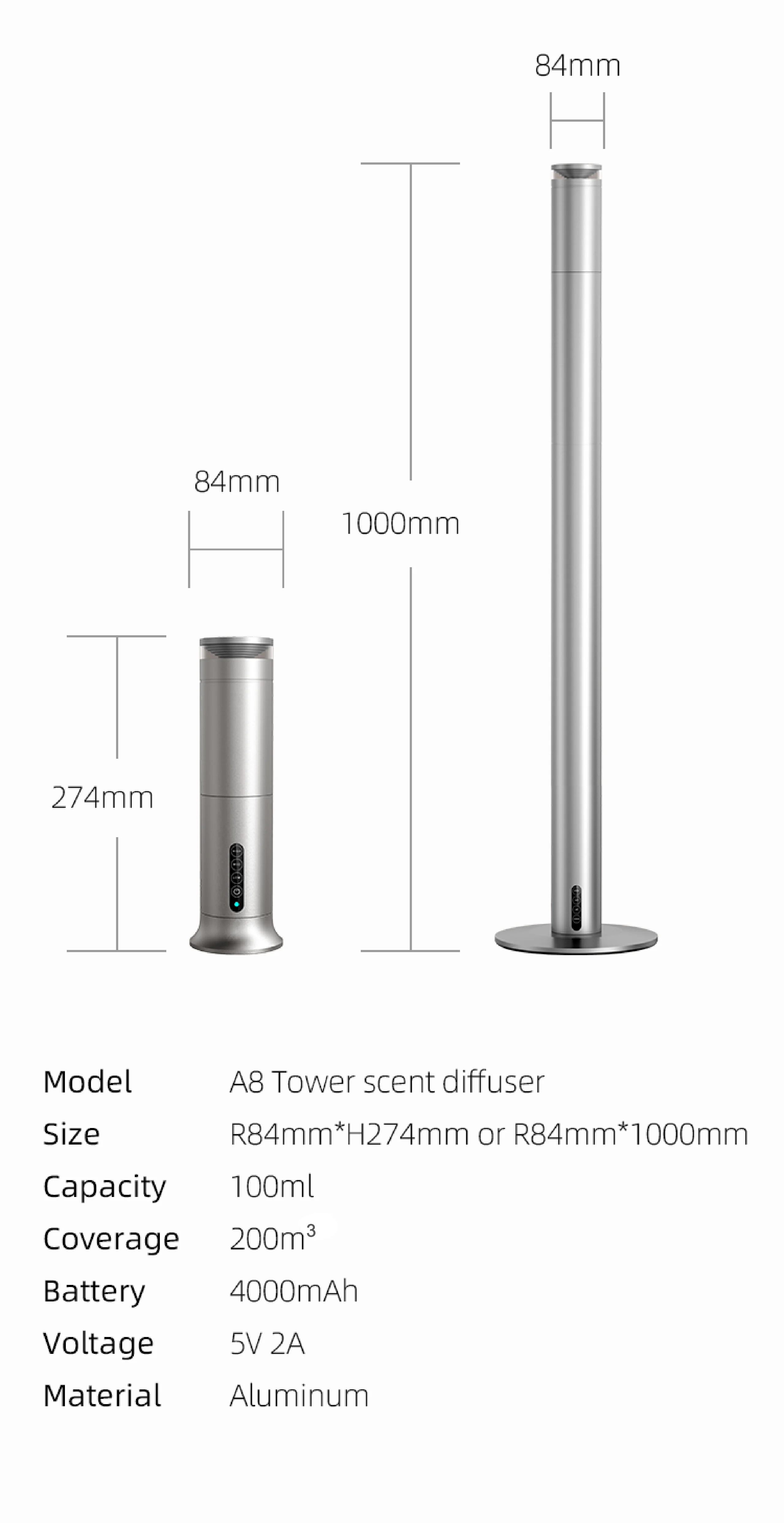 Aroma Diffuser With Led Ambient Light High Quality Tower Commercial