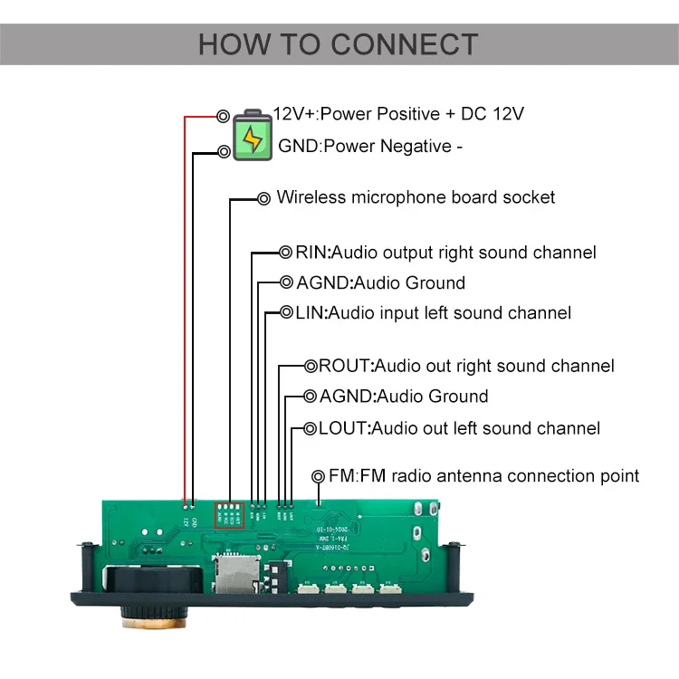 12V Bluetooth Speaker Module with MP3 Player, Microphone, Recording ...