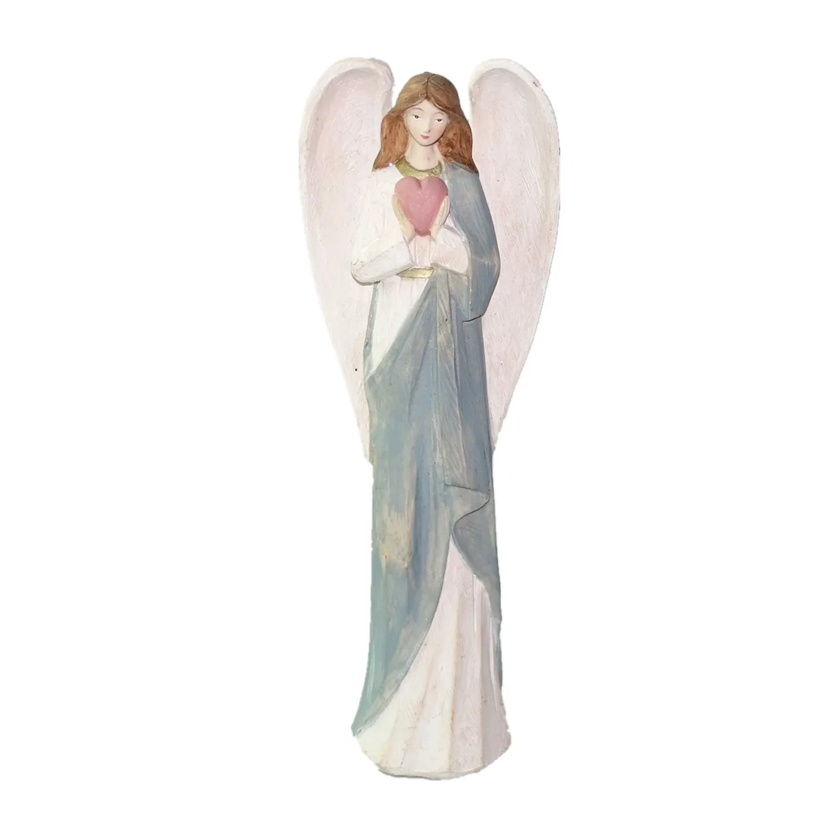 
12 Inch Whole Sale Resin Statue Hand Painted Resin Figurines Sign Peace Resin Wing Angel Figurine Models with Bird 