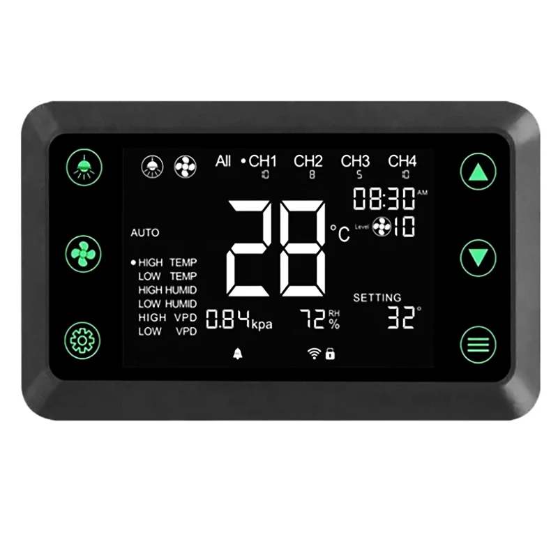 Smart 12V RJ45 Dimmable LED Grow Light Controller Duct Fan System with Timer Setting for Indoor Greenhouse Tent Growing