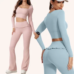 Custom 4-Way Stretch Long Sleeve Crop Tops Running Fitness Yoga Wear with Petals Edge Women Workout Gym Active Wear