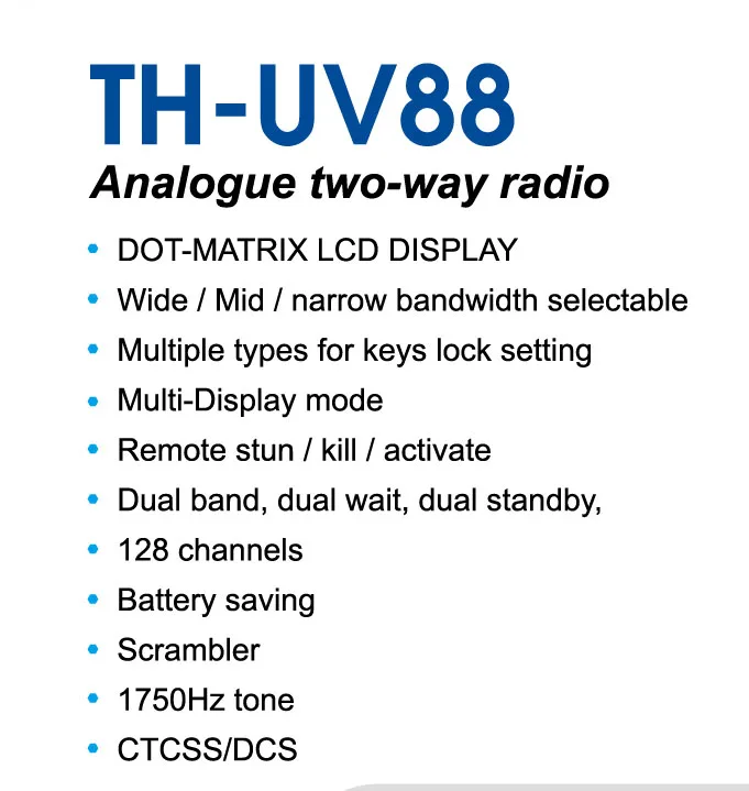
Двухдиапазонный TYT горячая Распродажа TH-UV88 ham Радио 5 Вт FM радио с DTMF и скремблер Функция 