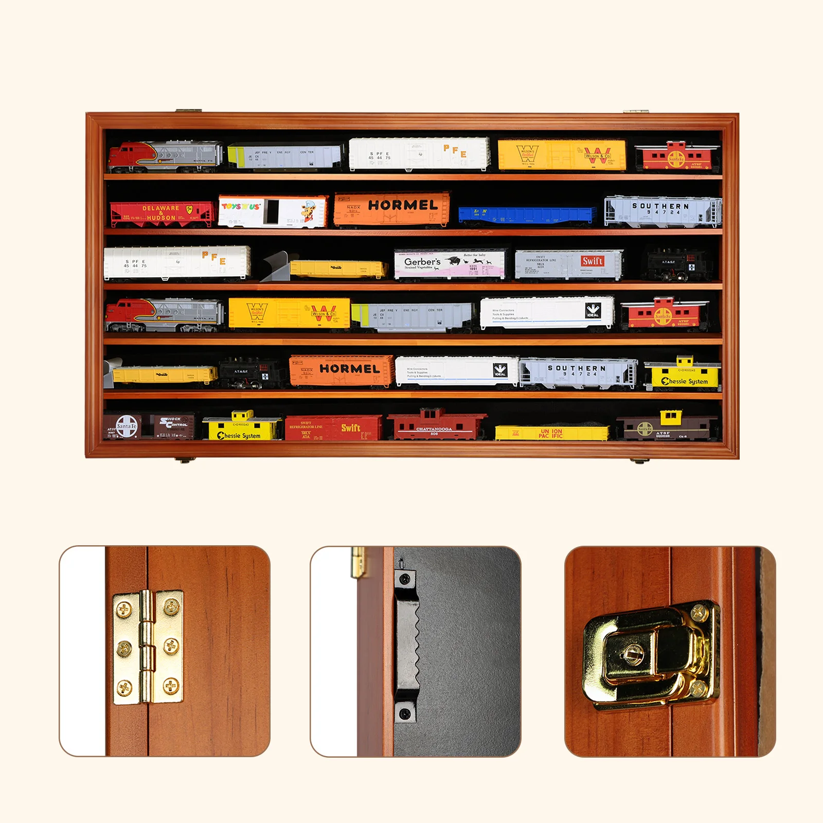 98% UV Protection Model Train Display Case Cabinet Wall Mounted with Removable Shelves for Train Collection