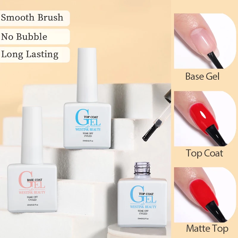 Westink Beauty бесплатный образец УФ-лака для ногтей праймер отшелушивающее резиновое Базовое покрытие Кристальный бархатный матовый