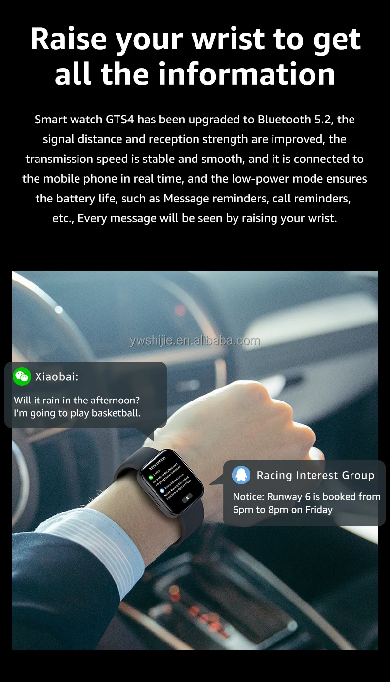 New Arrival 1.69 Inch GTS4 Lithium Battery TFT Screen GPS Position Tracking Smart Watch Bracelet