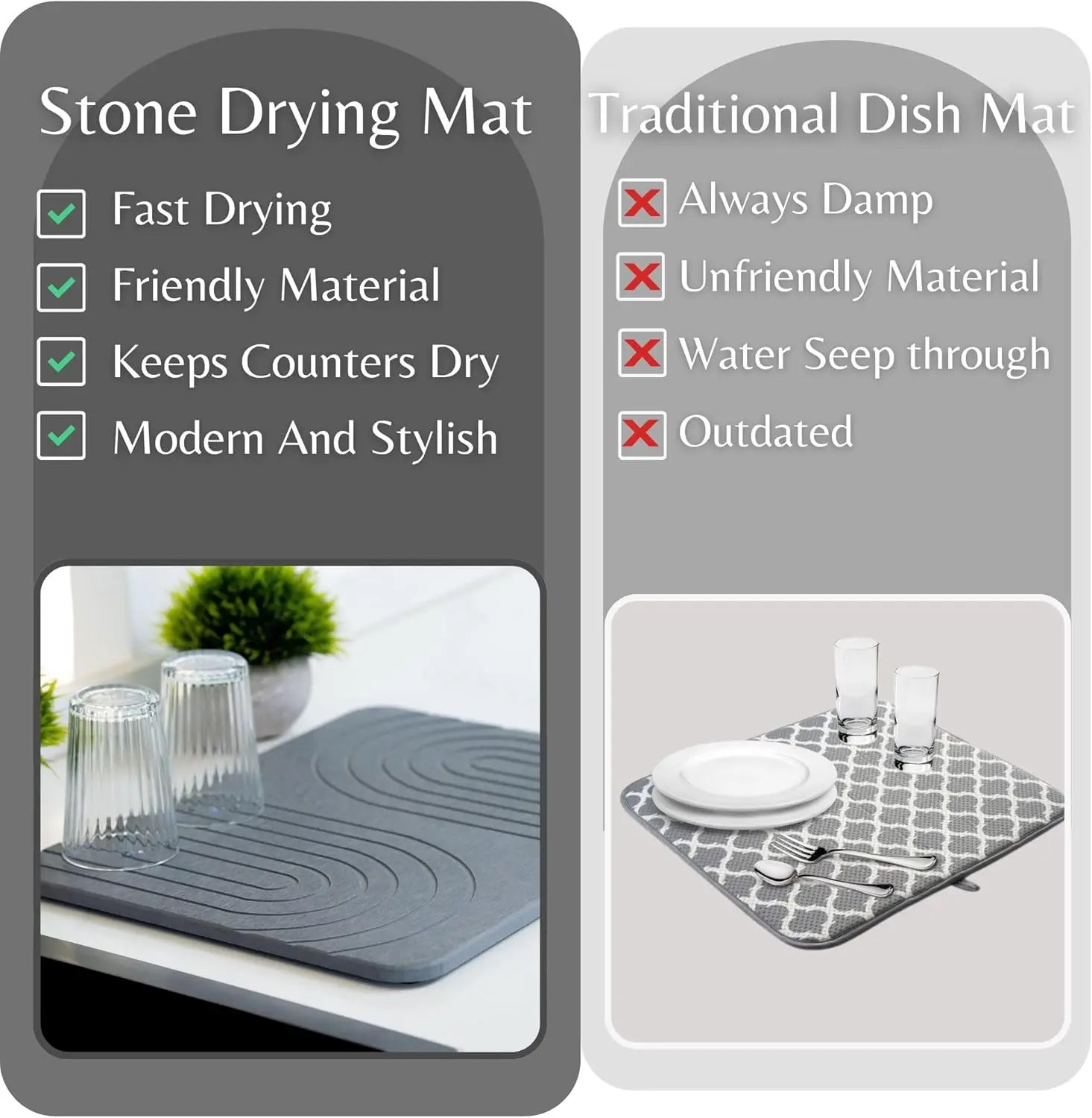 Wholesale Cheap Custom Stone Dish Drying Mat for Kitchen Counter Super Absorbent Fast Drying Diatomaceous Earth Dish Drying Mat