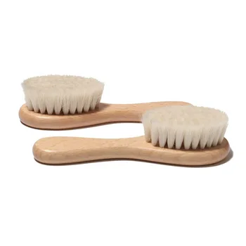 High quality natural beech wood hair brush skin friendly goat hair baby brush
