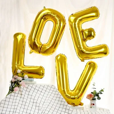1set 30inch Gold Silver Love Foil Wedding Party Helium Globos Happy Valentine's Day Supplies Ballon - Buy Happy Valentine's Day Decoration,30inch Love Balloon,1set 30inch Gold Silver Love Letter Foil