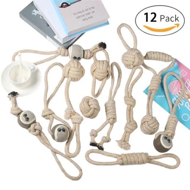 Amaz Hot Selling Pet Dog Toy Large Dog Knot Toy Teeth Grinding Puppy Anti Bite Cotton Hemp Rope Set