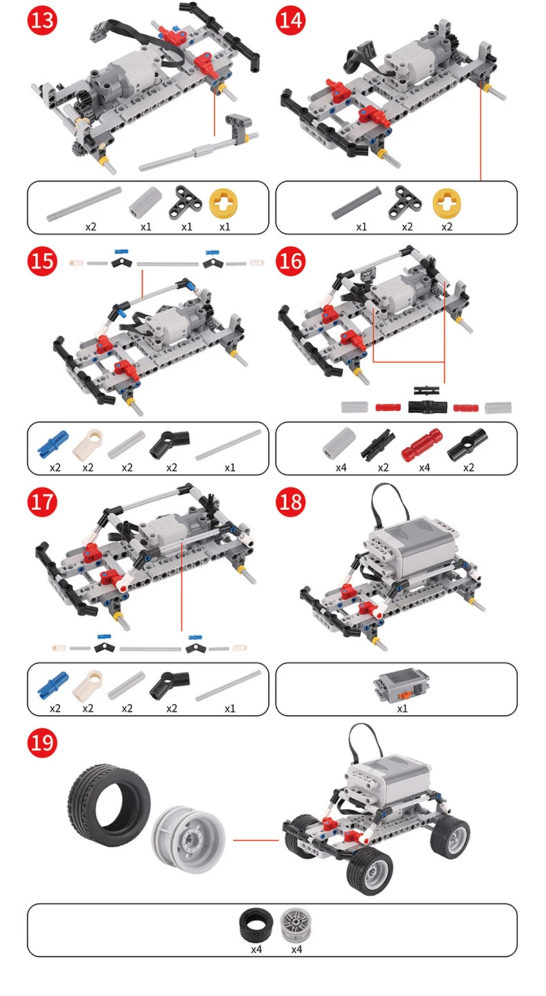 Moc High-tech Parts Bulk Gear Cross Axle Pin Conector Car Beam ...