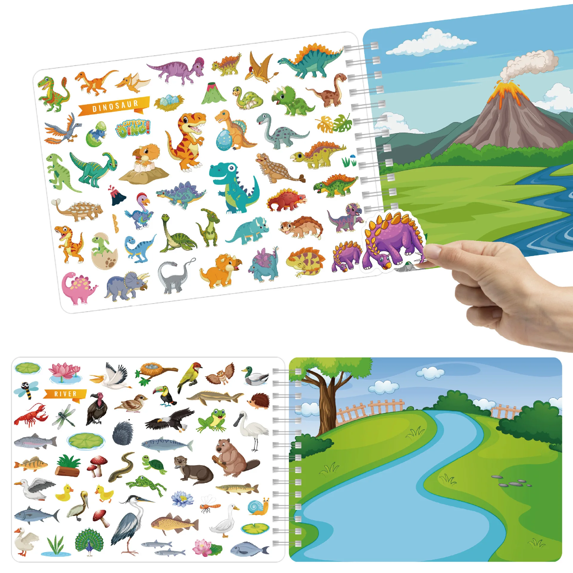 Sticker Book Children's Early Education Enlightenment Toy Book City Animal Multi Scene DIY Sticker Colored Quiet Book