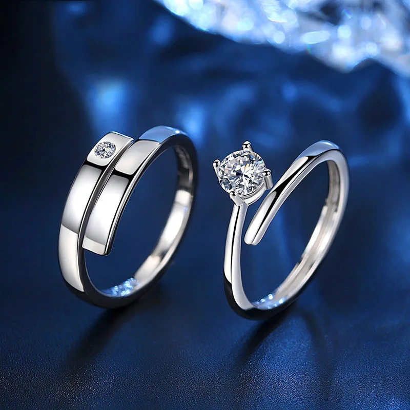 Dainty 925 Silver Plated Crystal Zircon Engagement Rings