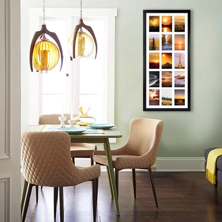 Pack 4x6 Collage Picture Frames with 15 Openings Multi Black Photo Frame with White Mat Displays 4x 6 Pictures