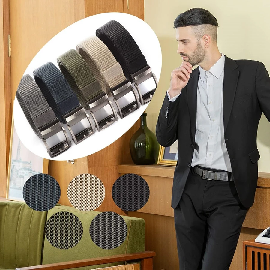 Men Wear-resistant Nylon Web Tactical Belt with Automatic Slide Buckle Golf Men Adjustable Tactical Belt