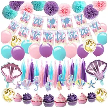 Nicro Hanging Glitter Banner Balloons Tassel Set Mermaid Baby Shower Birthday Party Decoration