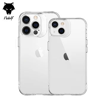 iWolf high quality shockproof Transparent Clear Acrylic TPU PC Mobile Phone case For iPhone 13 12 11 pro max case cover