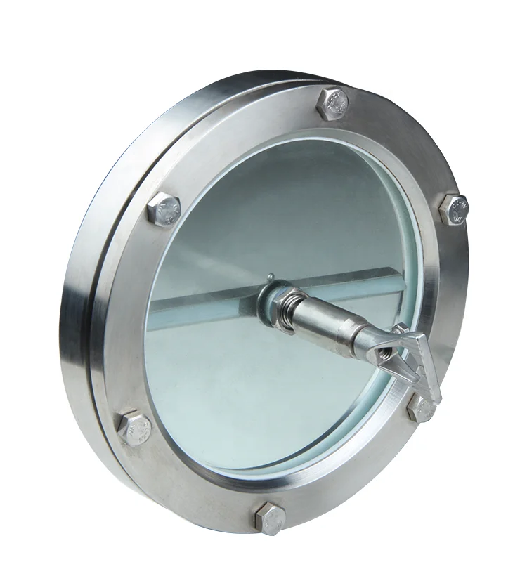 Tempered glass flange viewing brush round sight glass with wiper