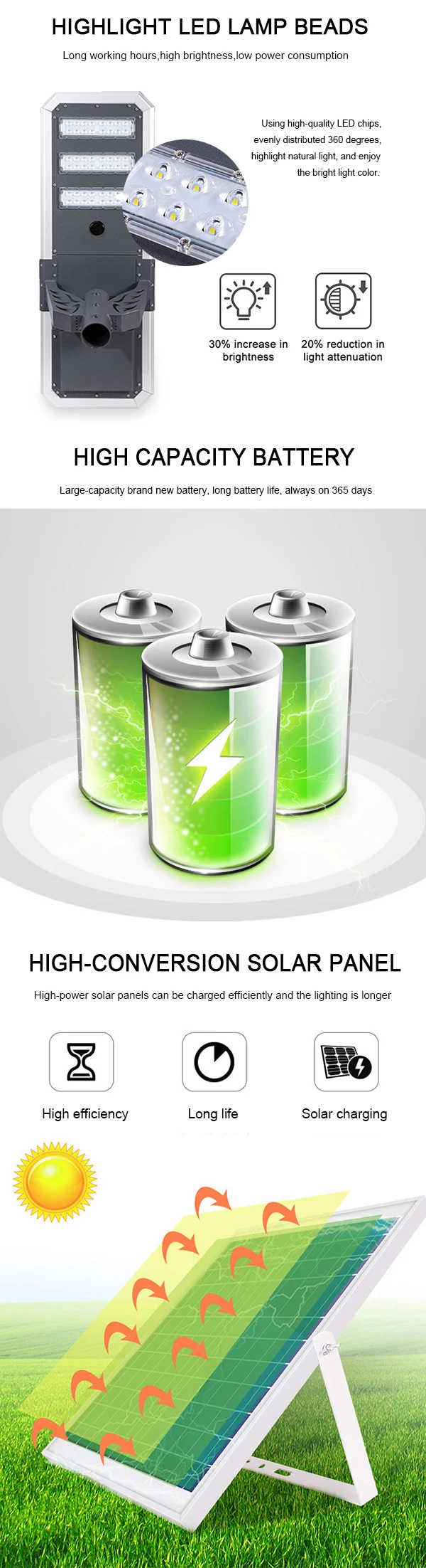 Energy Saving IP65 Waterproof Integrated All in One Solar Streetlight Outdoor 60W 100W 150W 200W 250W Solar Led Street light