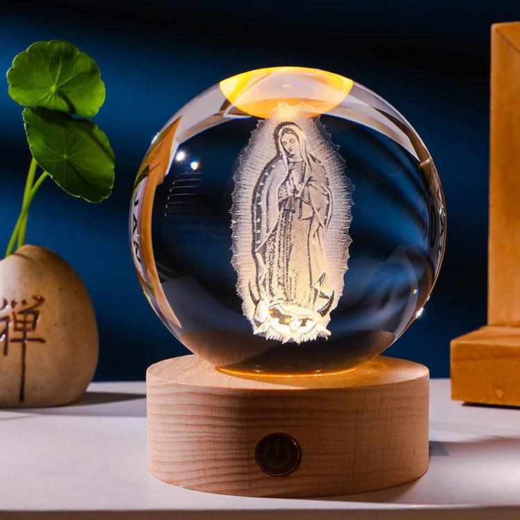 Lampada di cristallo del sistema solare scolpita 3D personalizzata
