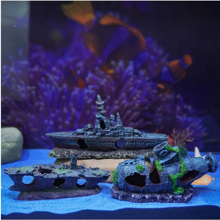 fish tank accessories boat kathson Aquarium Shipwreck Decor Sunken Ship Ornament Pirate Shipwreck Decoration Resin Sunken Betta Fish Sunken Ships for Freshwater Saltwater Tanks, Dark Brown : Pet Supplies DescriptionThis product is an artificial shipwreck decor Ship Aliexpress Aquarium Accessories Large