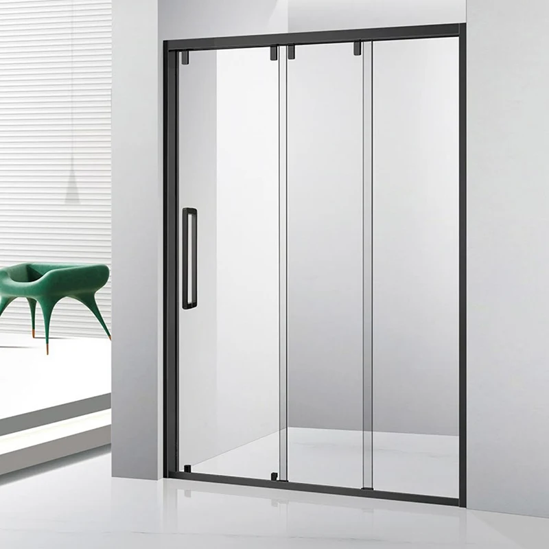 Custom Size Hotel Bathroom Shower Enclosure Sliding Double Door Pivot Hinge Triple Frame Black Shower Glass Door