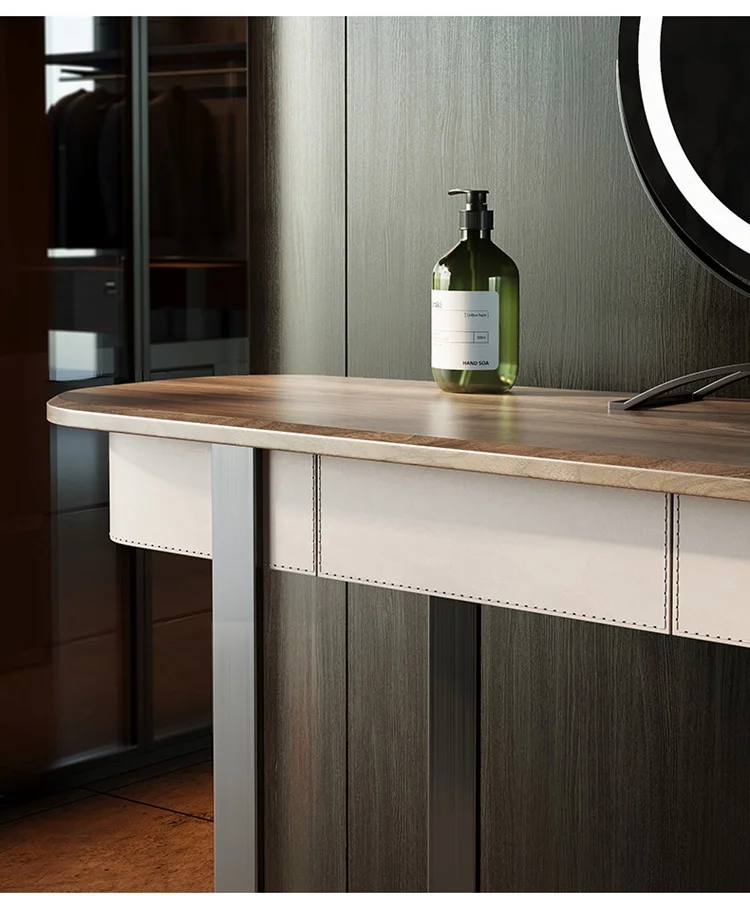 Modern Walnut Solid Wood Dressing Table Bedroom Furniture White