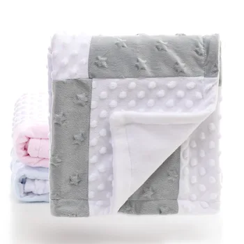 Super Soft Double-Layer Fleece Baby Quilt for Spring Summer Autumn Newborns Solid Pattern Knitted Techniques for Home Use