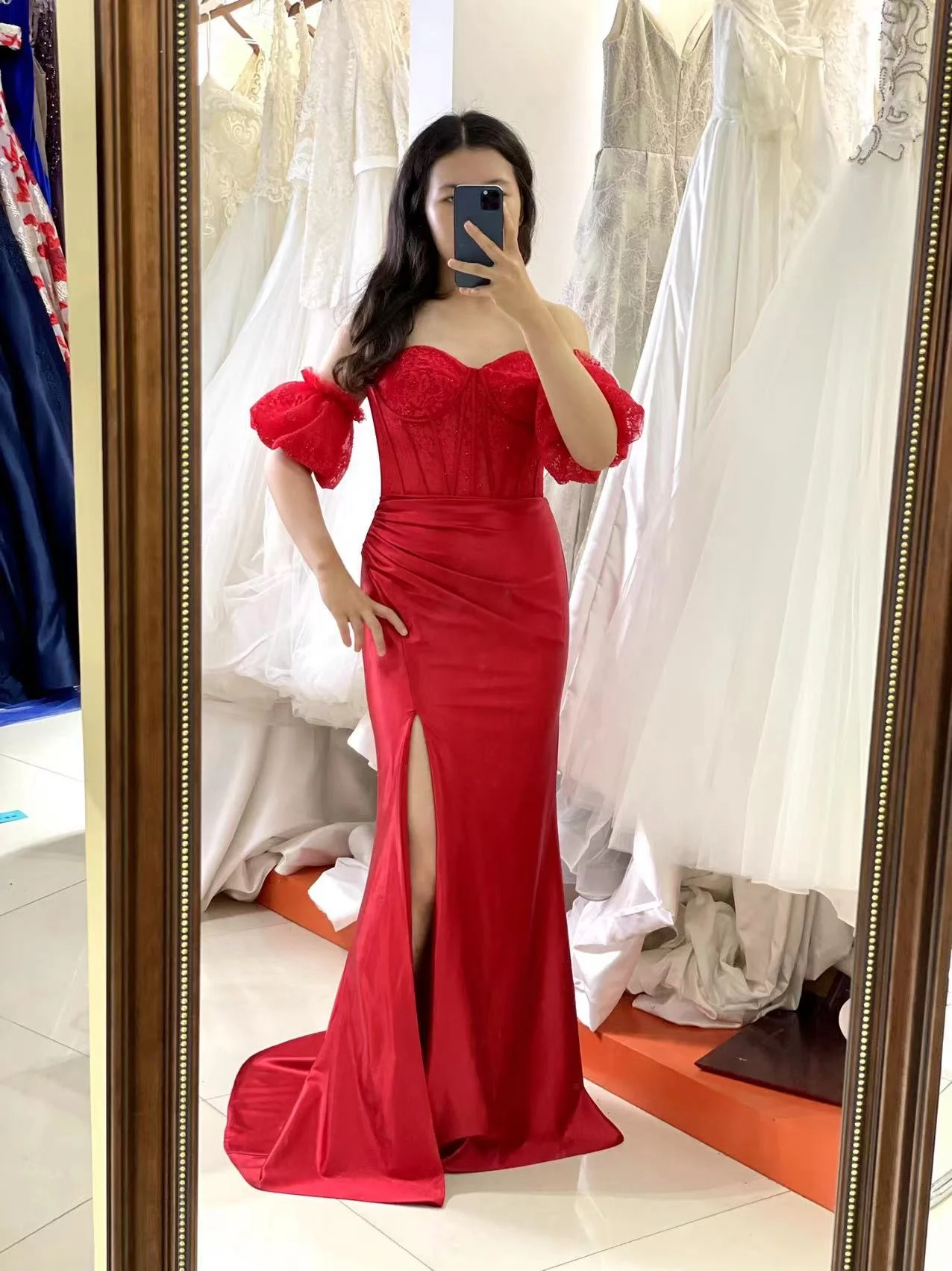 slim fit dress slacks Jovani 42724 Long Prom Dress Red / 10 main image 1
