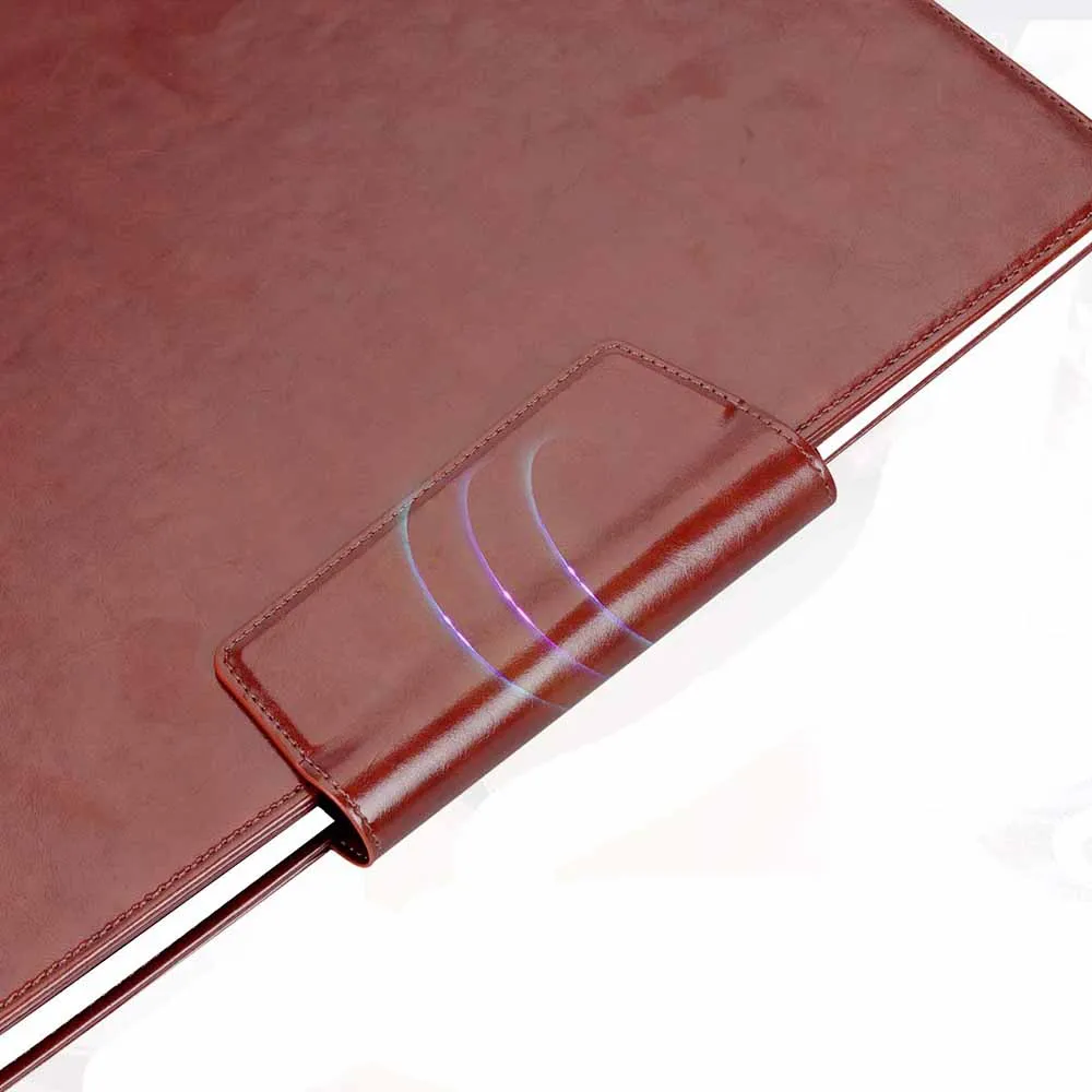 A4 leather document file folder organizer resume portfolio folder with clip & phone pocket