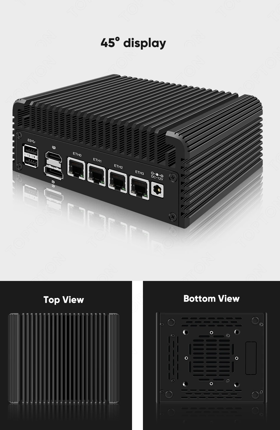 Topton Fanless Firewall Soft Router 12th Gen I3 N305 N200 N100 Ddr5
