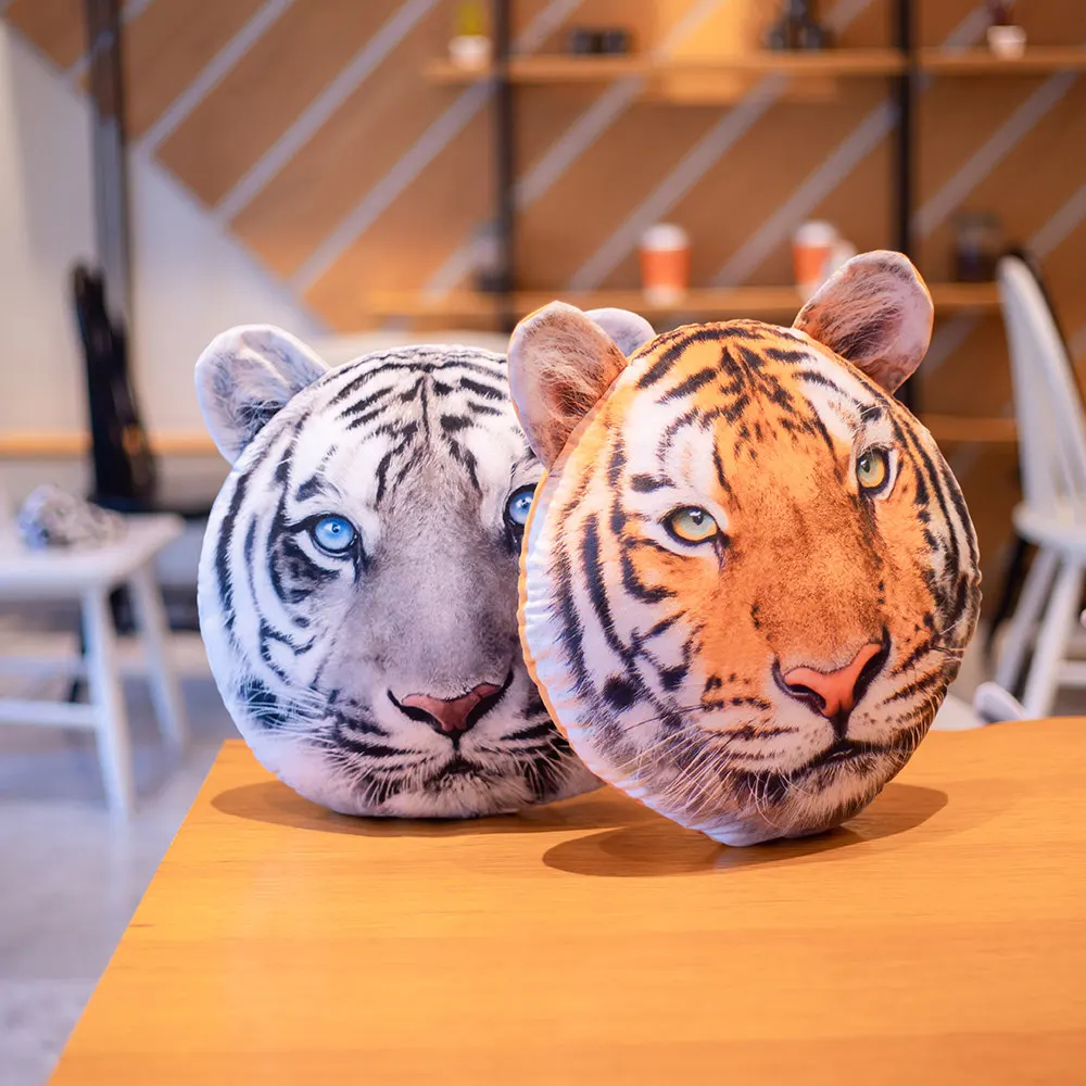 Lifelike Simulation Tiger Head Plush Toy - 3D Print Animal Toy for