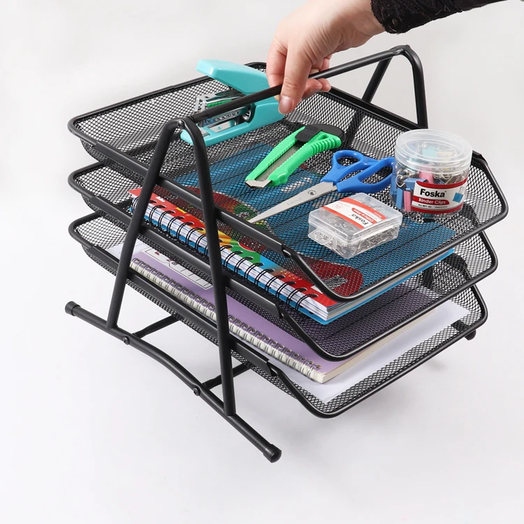 Lot 3 Organisateurs Bureau Maille Métallique Yardenfun - Rangement Trombones Compact
